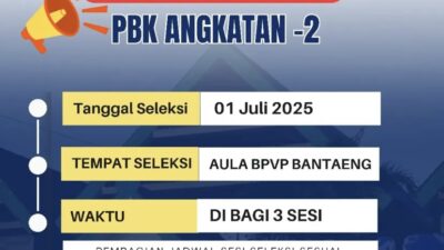 BPVP Bantaeng Gelar Seleksi PBK Angkatan 2 pada 1 Juli 2025, Ini Syarat dan Ketentuannya!