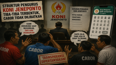 Cabor Mulai Bersuara, Kepengurusan KONI Jeneponto Dinilai Tidak Transparan