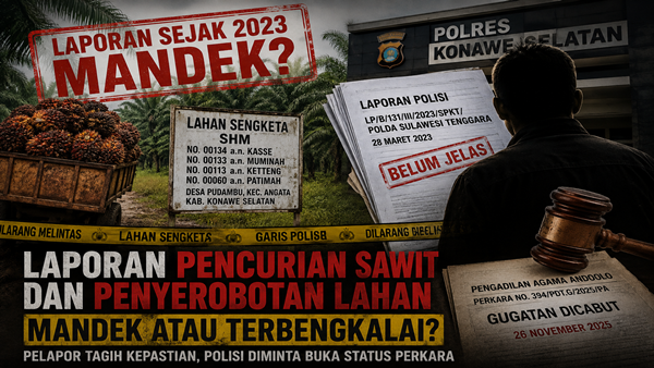 Tiga Tahun Berlalu, Laporan Dugaan Pencurian Sawit di Konsel Masih Jadi Tanda Tanya